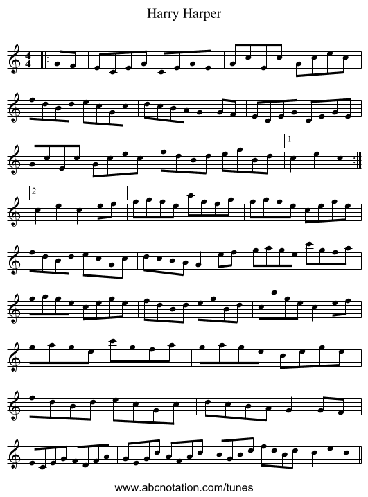 Harry Harper - staff notation