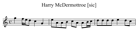 Harry McDermottroe [sic] - staff notation