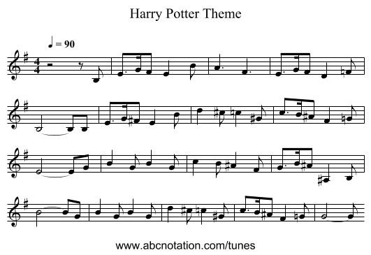 Harry Potter Theme - staff notation