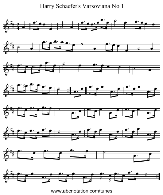 Harry Schaefer's Varsoviana No 1 - staff notation