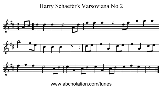 Harry Schaefer's Varsoviana No 2 - staff notation