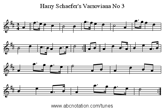 Harry Schaefer's Varsoviana No 3 - staff notation