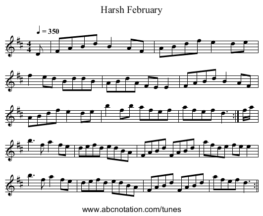 Harsh February - staff notation