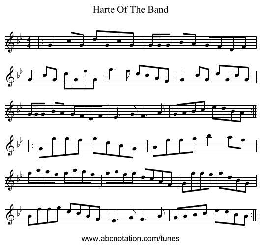 Harte Of The Band - staff notation