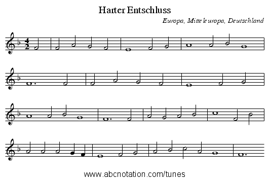 Harter Entschluss - staff notation
