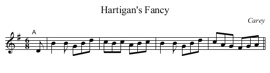Hartigan's Fancy - staff notation