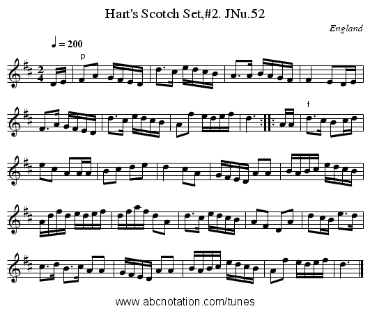 Hart's Scotch Set,#2. JNu.52 - staff notation