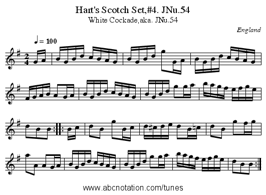 Hart's Scotch Set,#4. JNu.54 - staff notation