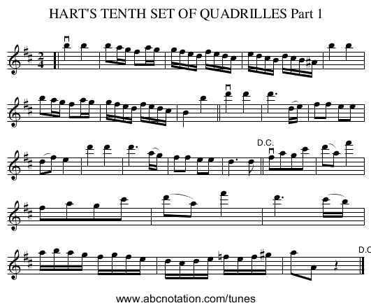 HART'S TENTH SET OF QUADRILLES Part 1 - staff notation