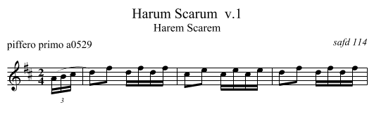 Harum Scarum  v.1 - staff notation
