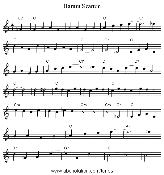 Harum Scarum - staff notation