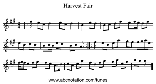 Harvest Fair - staff notation