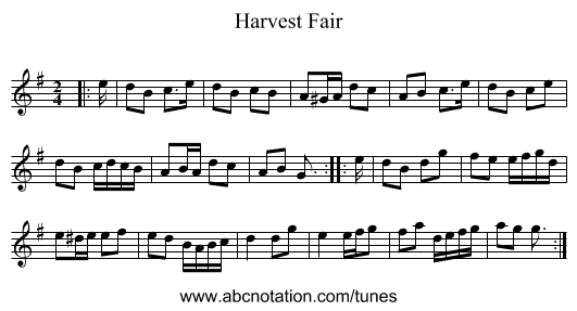 Harvest Fair - staff notation