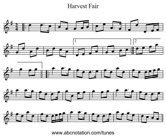 Harvest Fair - staff notation