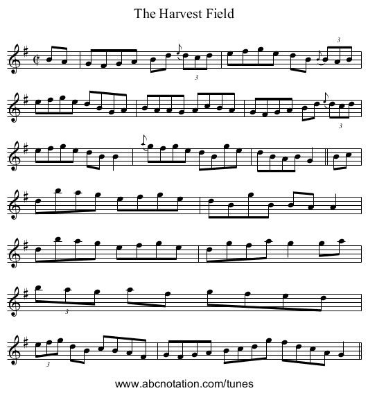 Harvest Field, The - staff notation