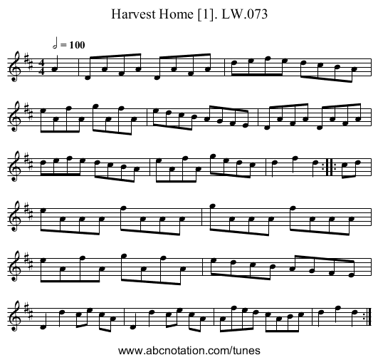 Harvest Home [1]. LW.073 - staff notation