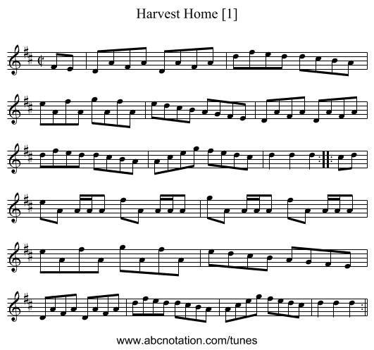 Harvest Home [1] - staff notation