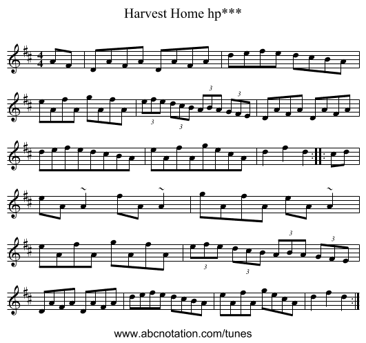 Harvest Home hp*** - staff notation