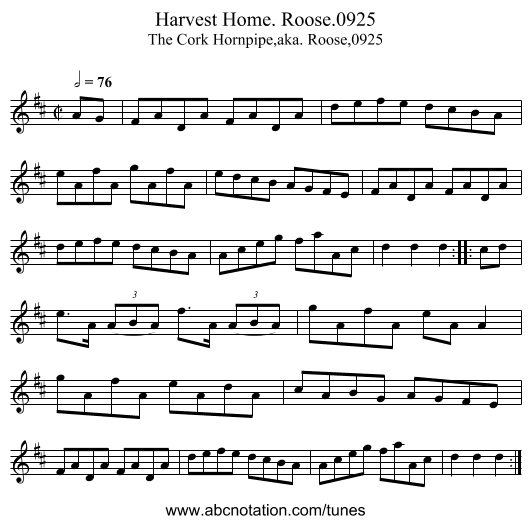 Harvest Home. Roose.0925 - staff notation