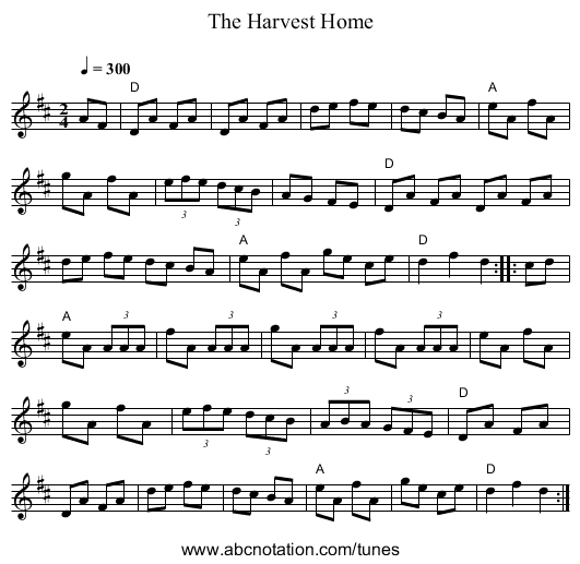 Harvest Home, The - staff notation