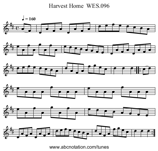Harvest Home  WES.096 - staff notation