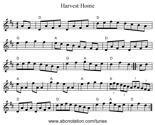 Harvest Home - staff notation