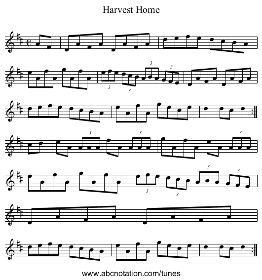 Harvest Home - staff notation