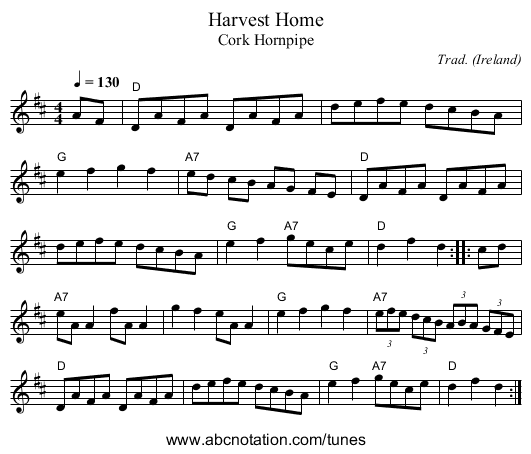 Harvest Home - staff notation