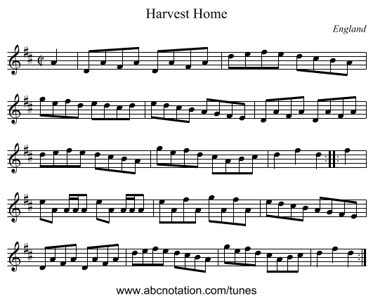 Harvest Home - staff notation