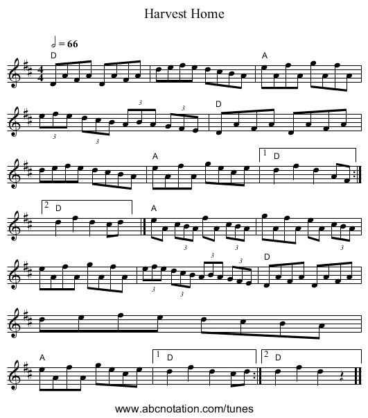 Harvest Home - staff notation