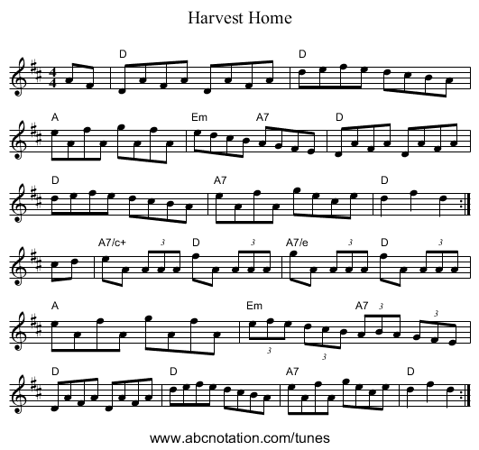 Harvest Home - staff notation