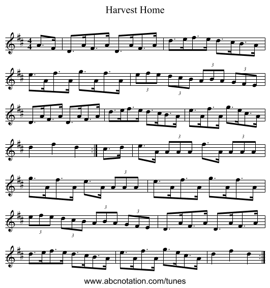 Harvest Home - staff notation