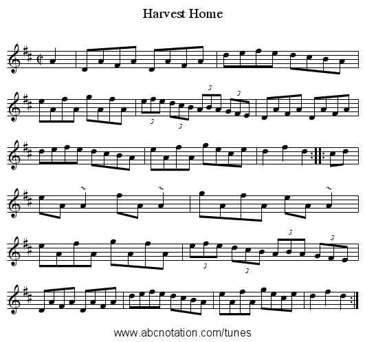 Harvest Home - staff notation