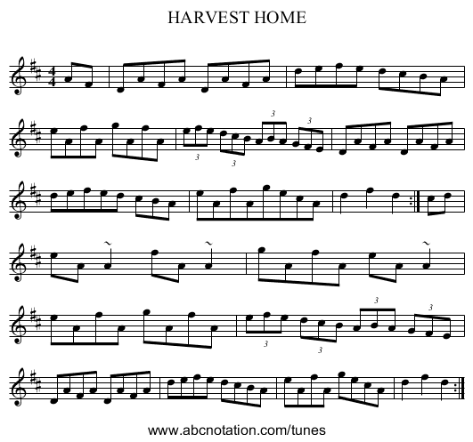 HARVEST HOME - staff notation