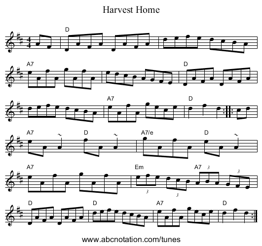 Harvest Home - staff notation