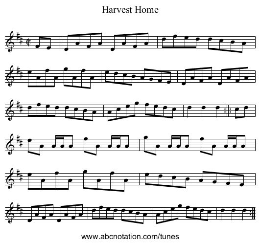 Harvest Home - staff notation