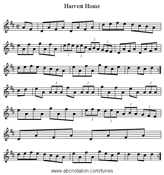 Harvest Home - staff notation