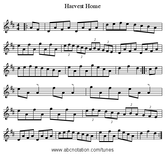 Harvest Home - staff notation