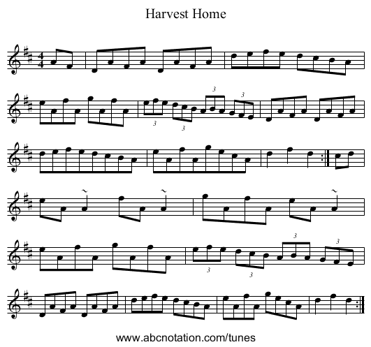 Harvest Home - staff notation
