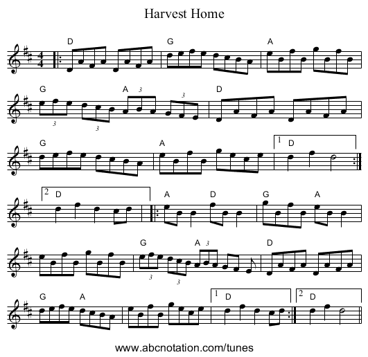 Harvest Home - staff notation