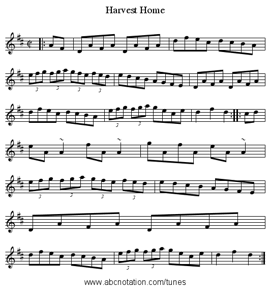 Harvest Home - staff notation