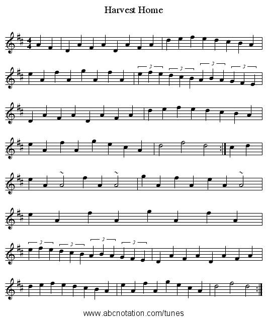 Harvest Home - staff notation