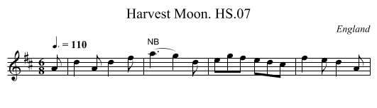 Harvest Moon. HS.07 - staff notation