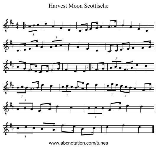 Harvest Moon Scottische - staff notation
