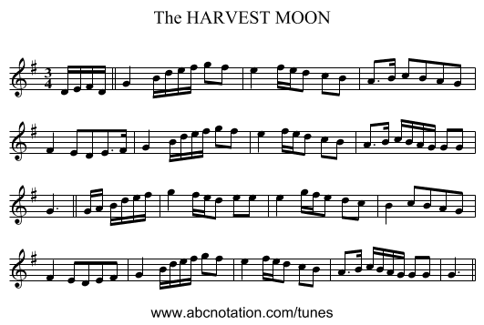 HARVEST MOON, The - staff notation