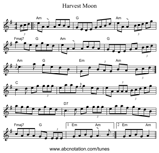 Harvest Moon - staff notation