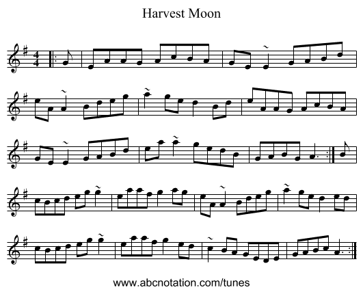 Harvest Moon - staff notation
