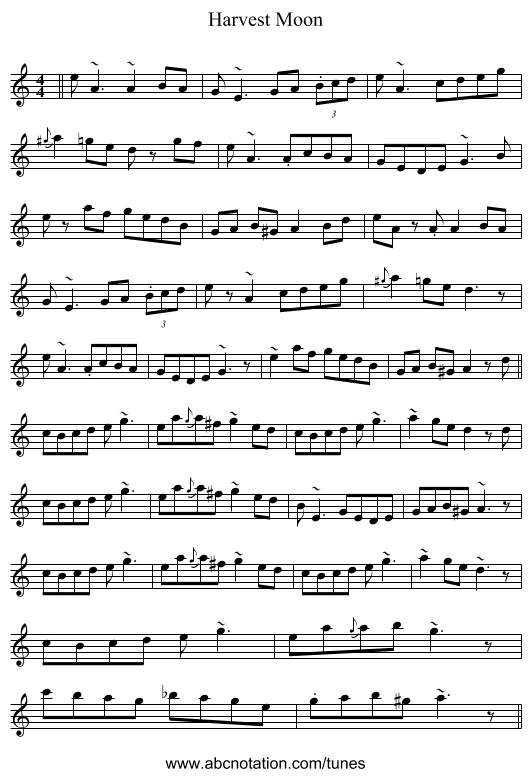 Harvest Moon - staff notation