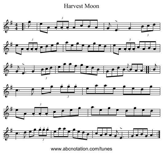 Harvest Moon - staff notation