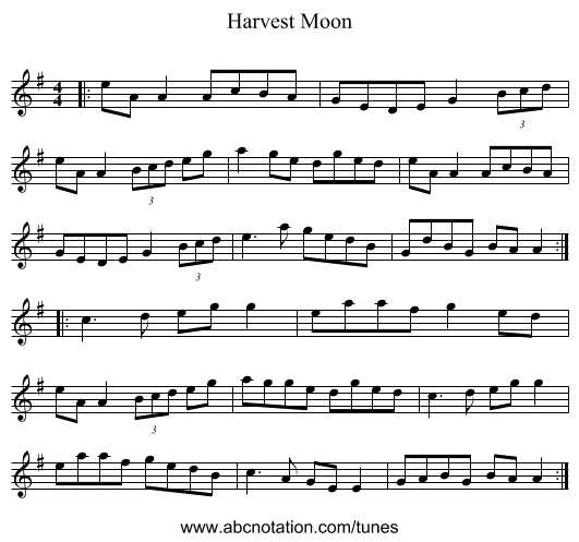 Harvest Moon - staff notation